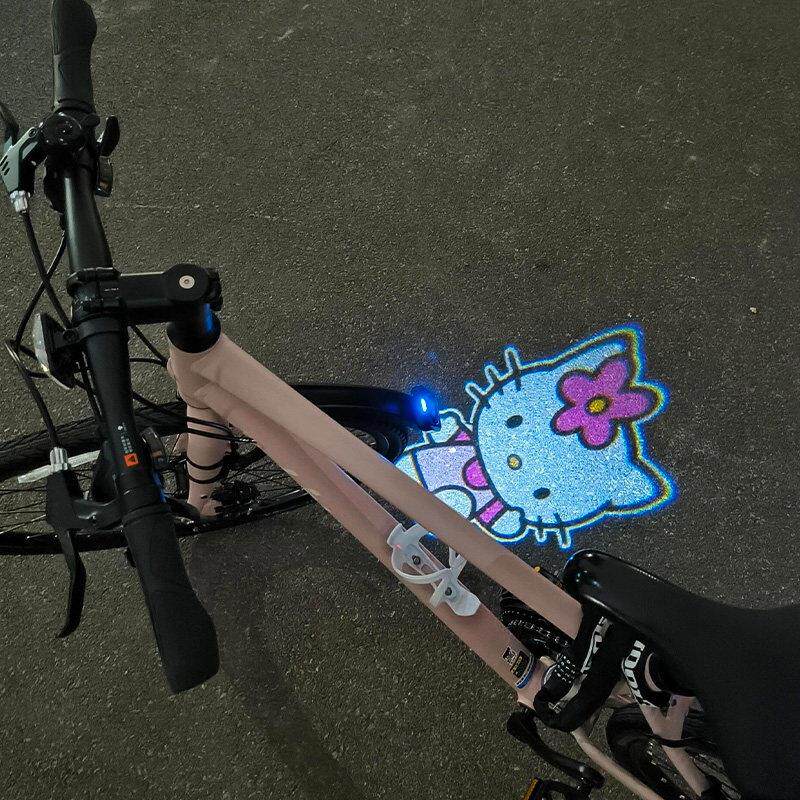 自行车电动投影灯动态氛围灯凯特猫夜骑摩托车平衡车卡通警示灯