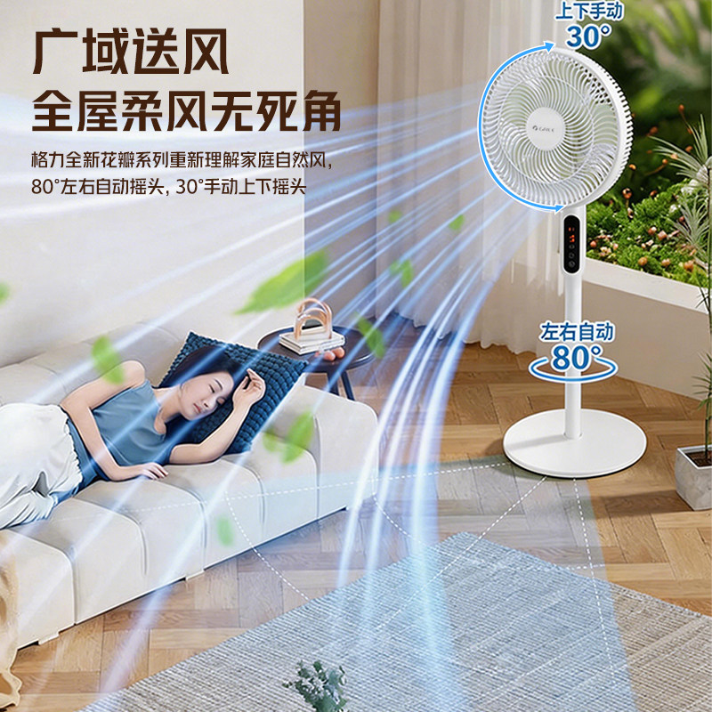 格力电风扇落地扇家用直流变频省电智能温控七叶定时预约摇头风扇