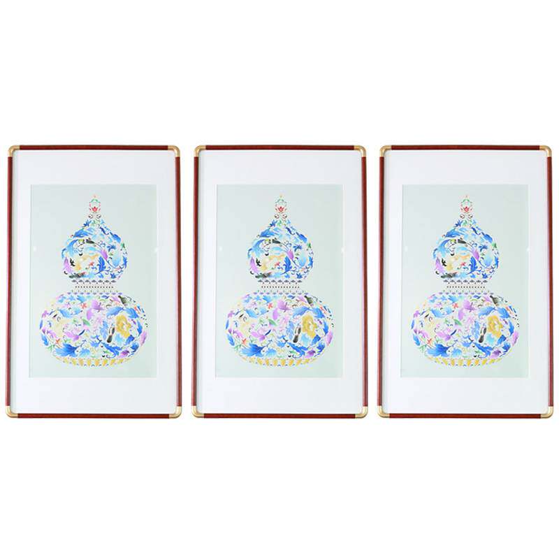 福禄临门彩福禄居家卧室客厅玄关装饰画铜雕实木新中式立体画现货