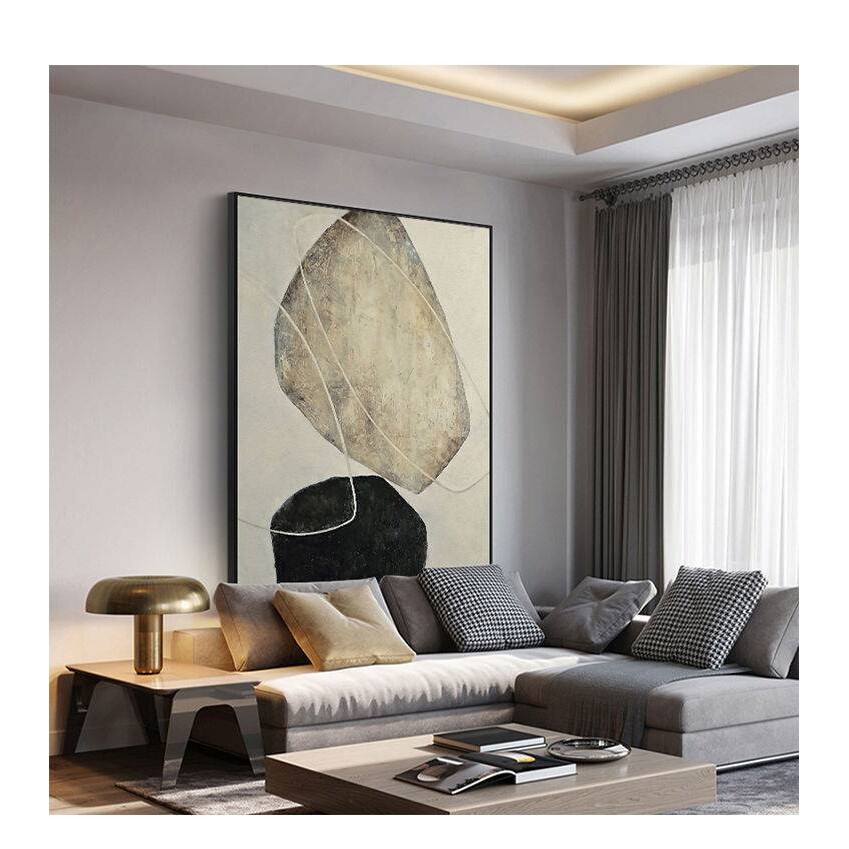 现代简约玄关装饰画几何抽象黑白灰挂画客厅沙发背景壁画落地大画
