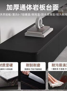 轻奢岩台板电视家用柜客厅实木地条简约现柜代意式极简VEQ黑色落