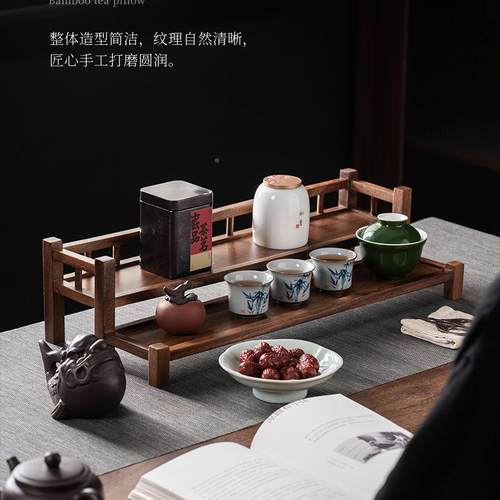 南美壶胡桃桌面收纳桌面博古胡桃木两架二层紫砂茶具收纳架架文木