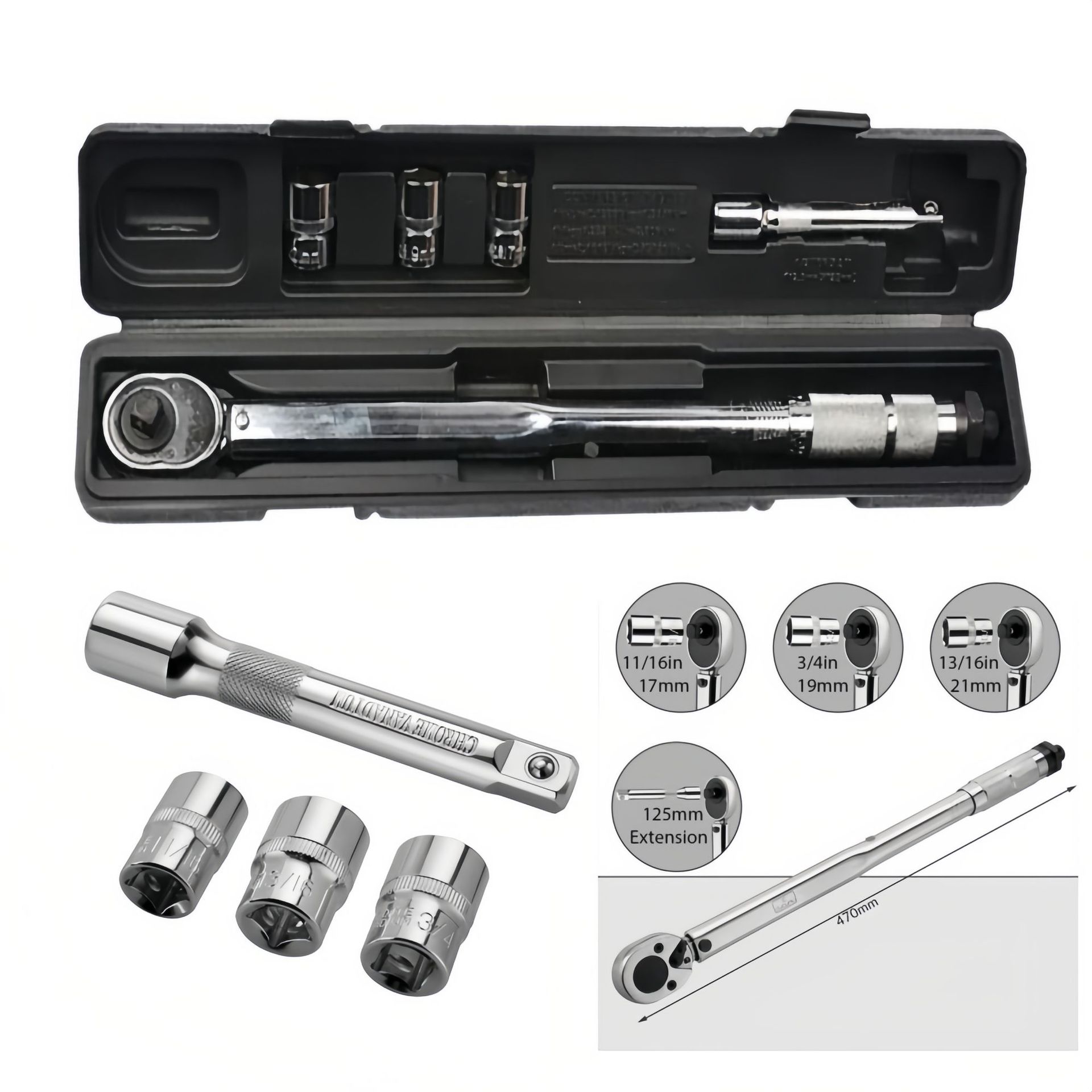 扭力扳手大飞5件套1/2"28-210Nm手动工具汽车维修扭力起子扳手