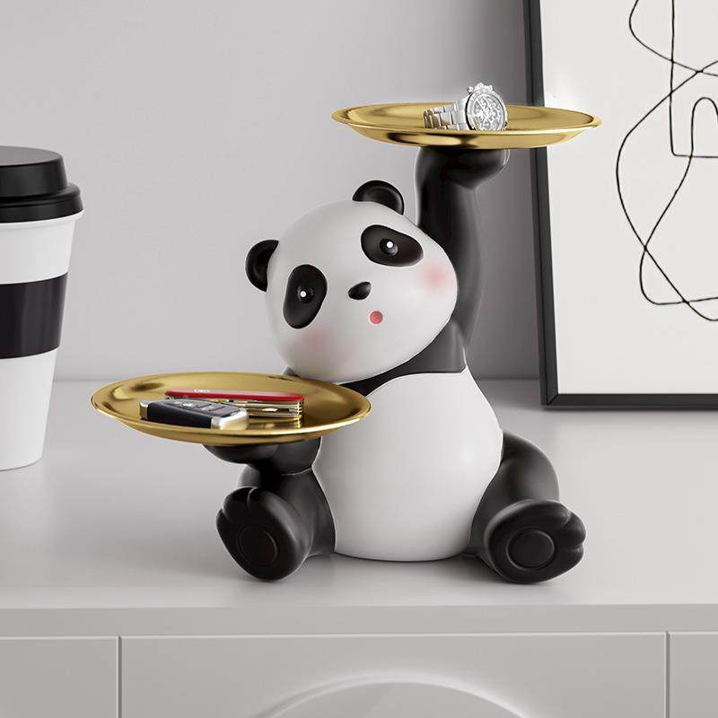 双托盘熊轻猫关玄电视酒柜餐边柜装现饰CRCH0106品摆件熊猫茶几收,家居饰品,装饰摆件,淘宝优惠券,粉丝福利购,淘宝优惠卷