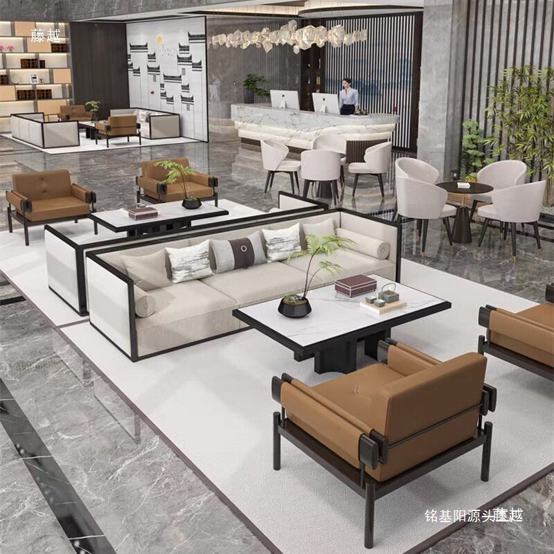 售楼处部新中式洽谈沙发组合茶楼接待区包厢大堂卡座酒店轻垒德株