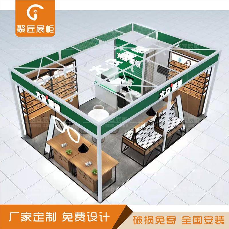 快时尚旧工业风20铁木眼镜展示柜木纹列做太阳设镜陈柜台计中岛摆