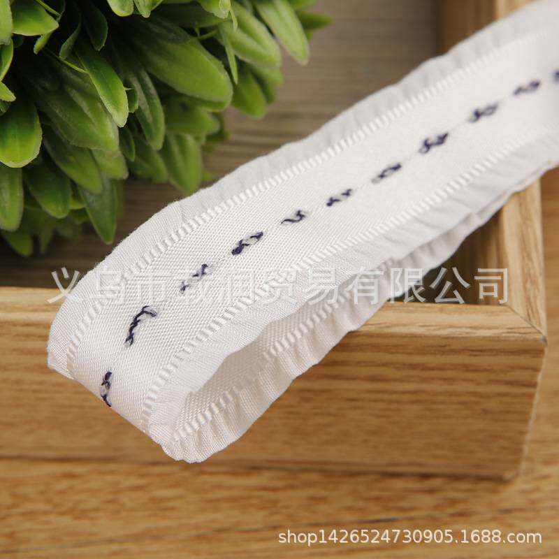纯色跳点跳线荷叶边涤纶织带 草帽服装辅料花束包装蝴蝶结织带
