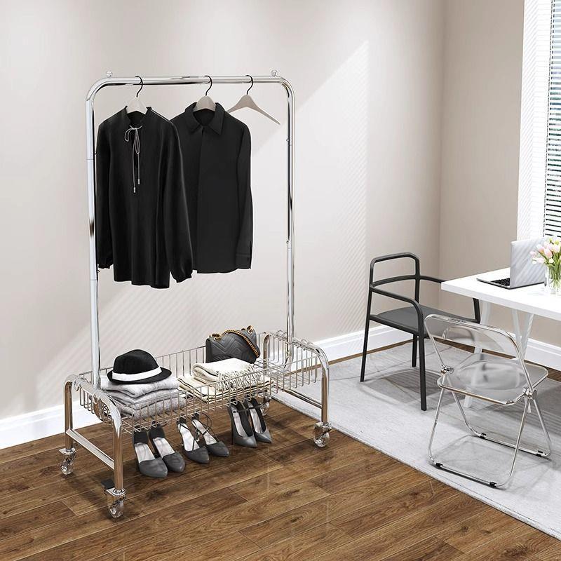 落居地挂衣架卧室落地衣架落地立式家架用子家篮移动衣架NUN子带