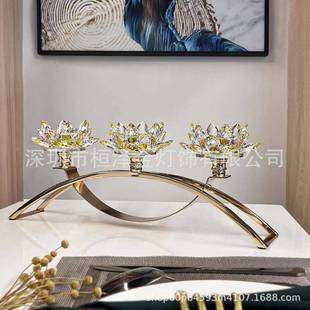 跨境具爆款亚马三头莲花烛台礼婚庆逊道婚具工艺9906品摆件轻奢家