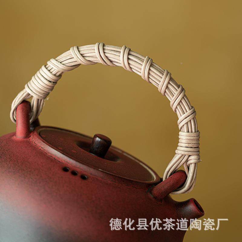 粗粗陶藤MEK编梁提壶陶炭炉煮茶壶可火家用电陶明炉煮茶壶陶壶,餐饮具,整套茶具,淘宝优惠券,粉丝福利购,淘宝优惠卷