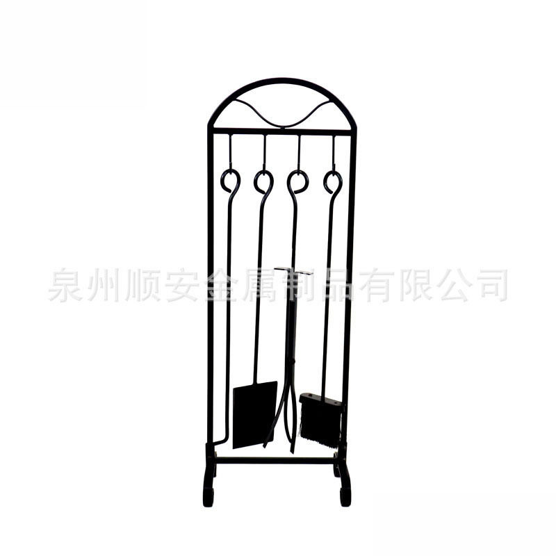 厂家直销欧式火炉 壁炉工具铁铲火钩火钳刷子 铁艺烤炉用具四件套