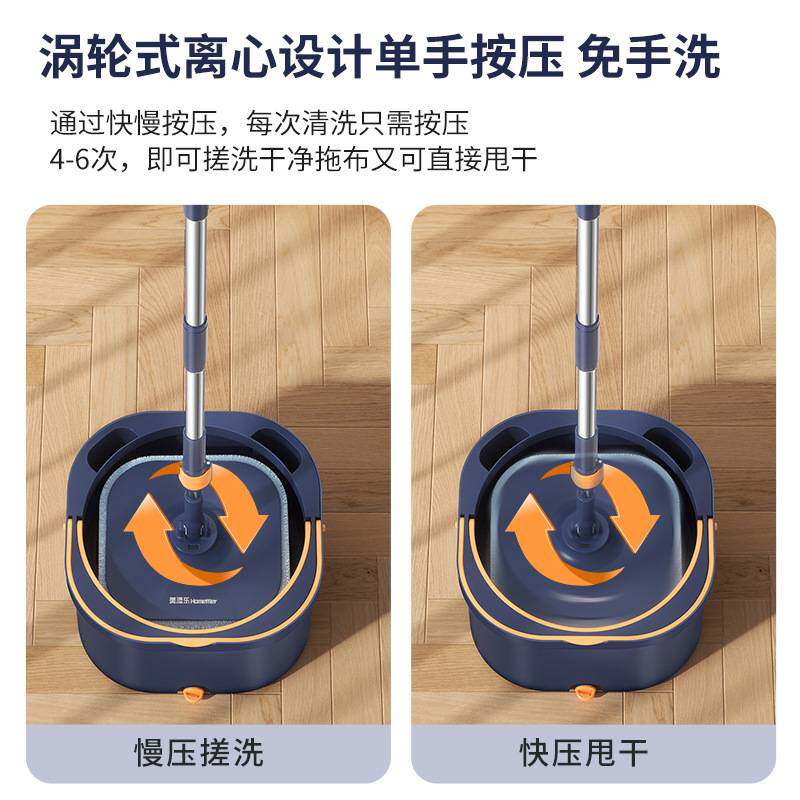 美添乐拖把家用杆懒人免手洗旋转拖地净污分离拖把桶超细纤维拖布