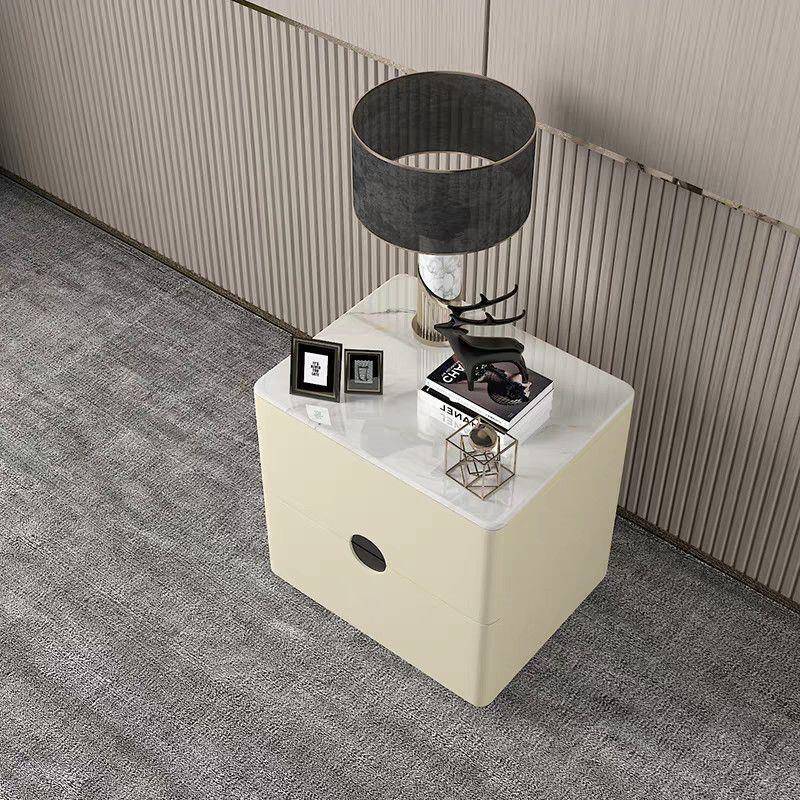 床意头柜202室5奢新款轻微晶石感家用卧LYU床头小户型收纳柜式木