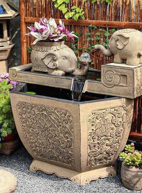 顶楼中式喷泉水景造院景庭景鱼流观露台池循环水室外水摆件AWK半