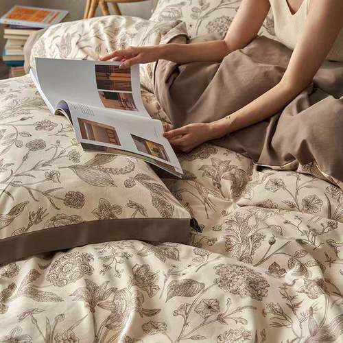 件轻奢全100%长绒棉0支长绒棉加厚磨毛四件0套1 秋冬纯棉被套三套