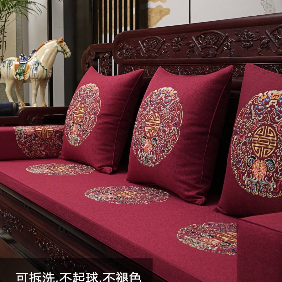 新中式抱枕靠垫中国风椅子沙发靠枕客厅飘窗床头靠背垫腰枕套