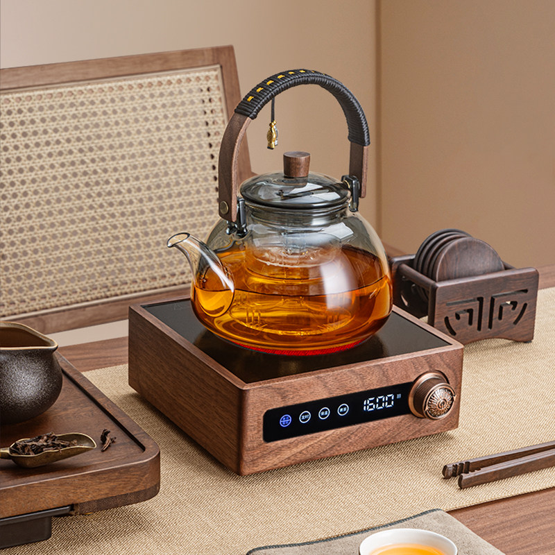 胡桃木电陶炉煮茶壶煮茶器茶炉202E4新款煮茶炉家用小型玻璃泡茶