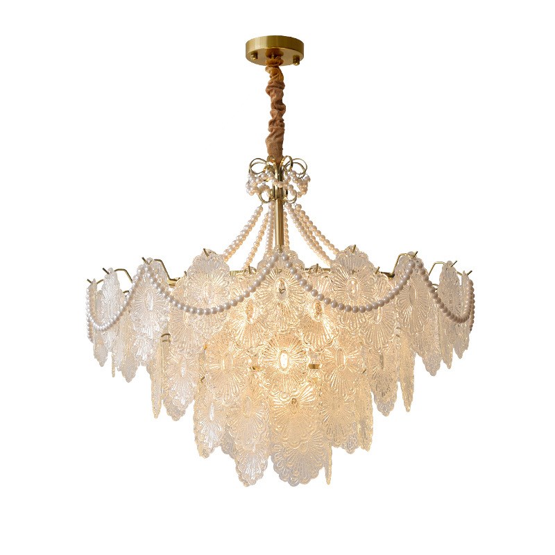 奶油风客厅吊灯法式珍珠s装饰玻璃简约浪漫轻奢温馨主卧室餐厅灯