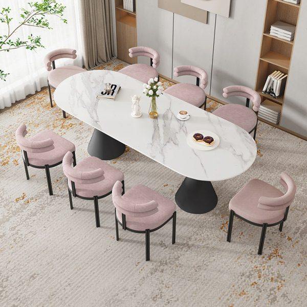 法式岩板餐桌椭圆形会议桌奶油风圣杯桌小户型现代简约大理石长桌,住宅家具,岩板餐桌,淘宝优惠券,粉丝福利购,淘宝优惠卷