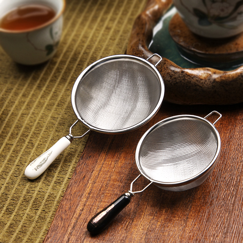 茶漏 茶滤 器 网 304 不锈钢 茶叶 过滤 网 功夫茶V具 手柄 日式