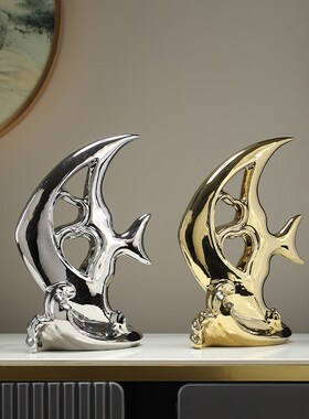 装饰品酒柜客厅鱼工艺礼品摆饰电视B柜玄关桌面软装大气上档次家