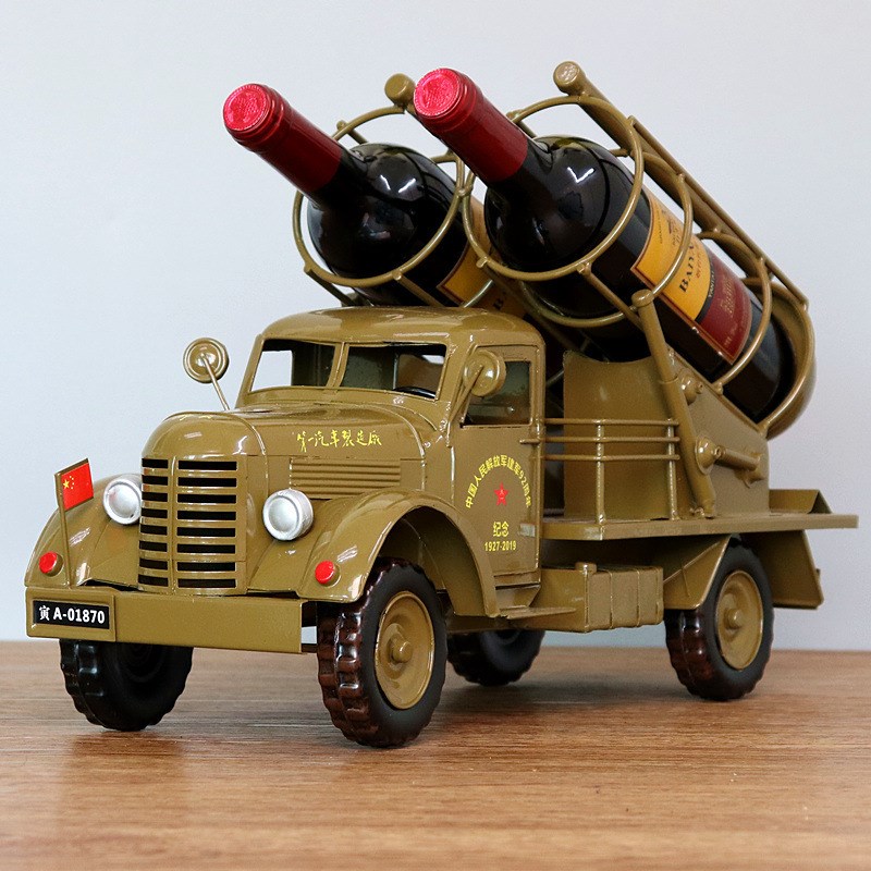 复古铁皮酒架军车模型家居摆件车模纸抽盒老式解T放卡车创意装饰