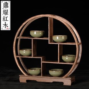 鼎耀红木紫砂壶架子 茶具架小博古架 鸡翅木实木托架多宝阁底座