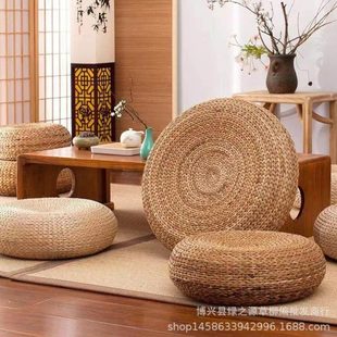 藤编蒲团榻榻米草编飘窗坐垫禅修打坐垫加厚草墩藤编蒲团圆形坐墩