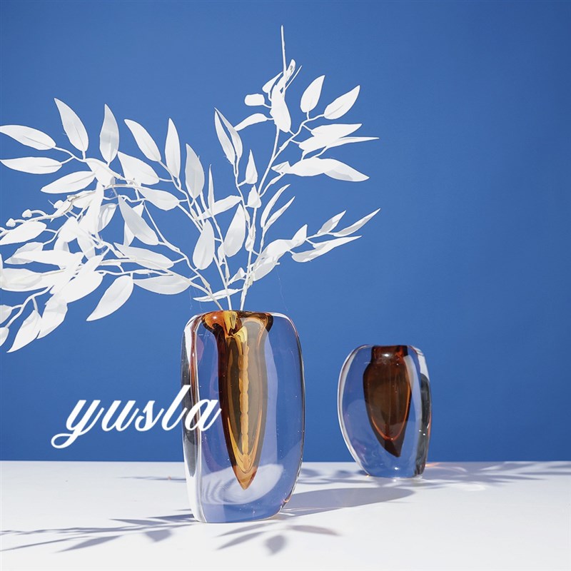 现代简约玻璃插干花瓶摆件花器餐桌酒店J别墅吧台柜样板间软装饰