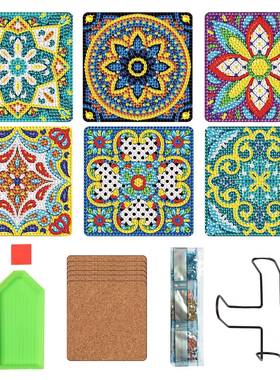 5钻石画垫圣d诞曼陀罗di002单y面贴钻亚克力18件套带杯架子彩盒装