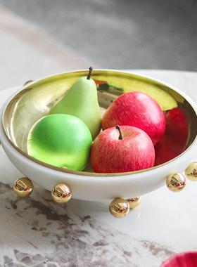 轻奢艺术圆双珠果盘摆酒店样板房民宿YRF件酒店层会所圆形水果盘