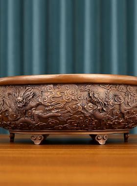 纯紫铜十二海生肖游紫铜35#聚宝盆门厅门龙家居玄装饰品铜缸摆关