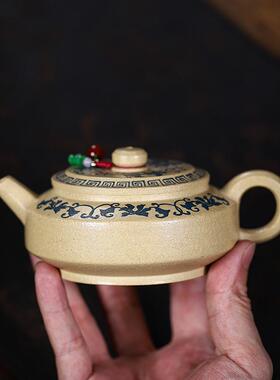 宜兴紫砂壶功原矿本盘绿泥绘FOZ手泡工茶具周茶壶茶壶家用夫小品