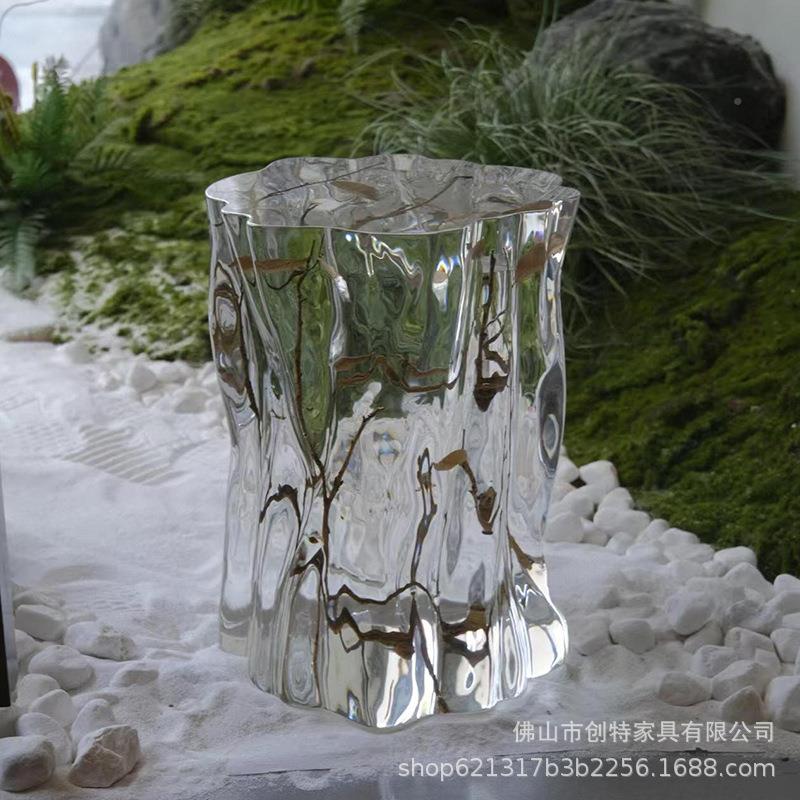 环氧透树BUW脂墩子枣木软装饰明品艺坐墩术铂墩晶凳子木亚克力家