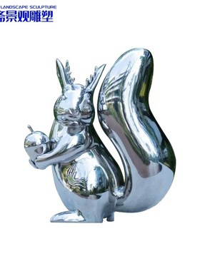 不锈钢小猫兔子雕塑定制户外园林售楼部抽象小P鸟动物景观小品摆