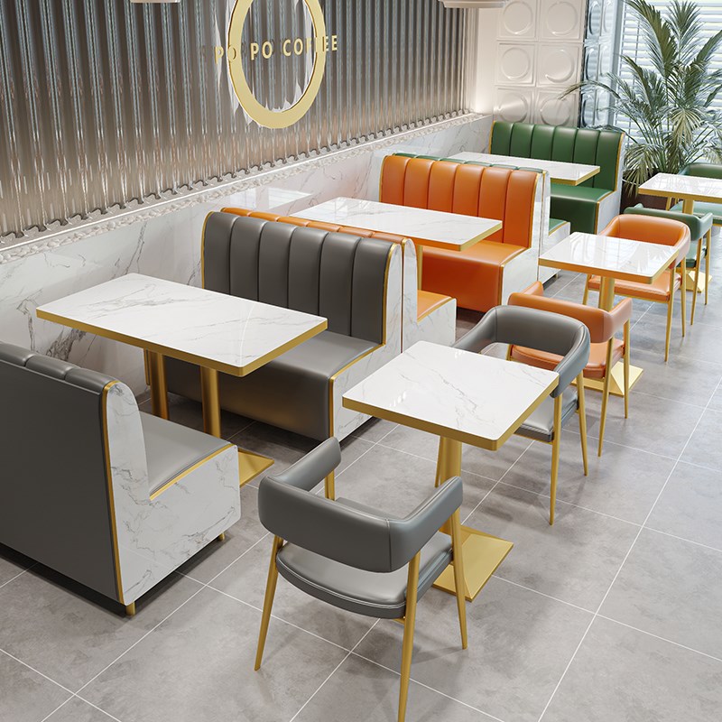 咖啡西餐厅卡座i沙发轻奢清吧奶茶甜品汉堡蛋糕店靠墙网红桌椅组
