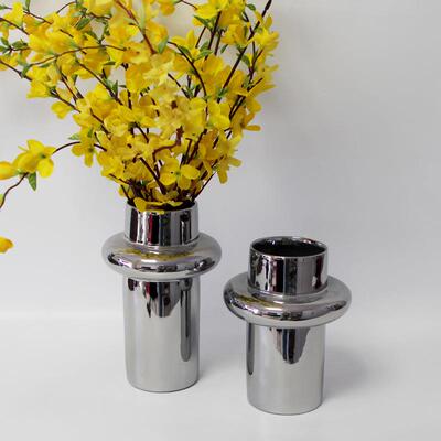 银ZHV陶花瓶镀摆件新中式客厅家居装陶饰品罐瓷摆设花器