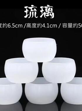 白玉瓷璃玉石日式家简用办公49310功夫茶具玻璃约套装茶杯琉送礼