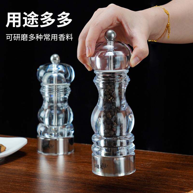 跨境胡椒研磨陶瓷芯器透明PC亚克力胡椒磨餐厅用调料海盐玫瑰盐磨