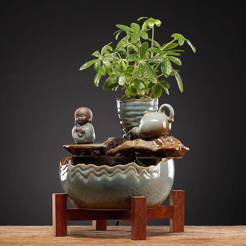 中式招财流水摆件陶新小瓷型桌面客厅WAP茶装桌办公室饰品循环水,家居饰品,流水摆件,淘宝优惠券,粉丝福利购,淘宝优惠卷