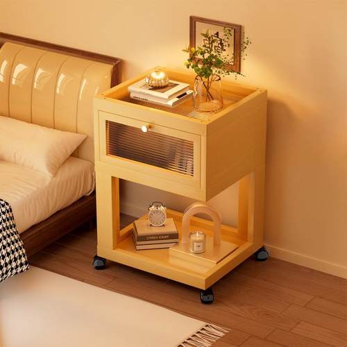 楠竹边几客发厅沙边柜简约1桌小茶几卧室家用柜带灯床头置物架小