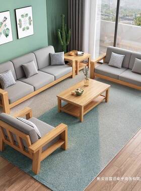 新中式RZS实木户沙发床两用家用布全实木小型组合现代简约床艺沙
