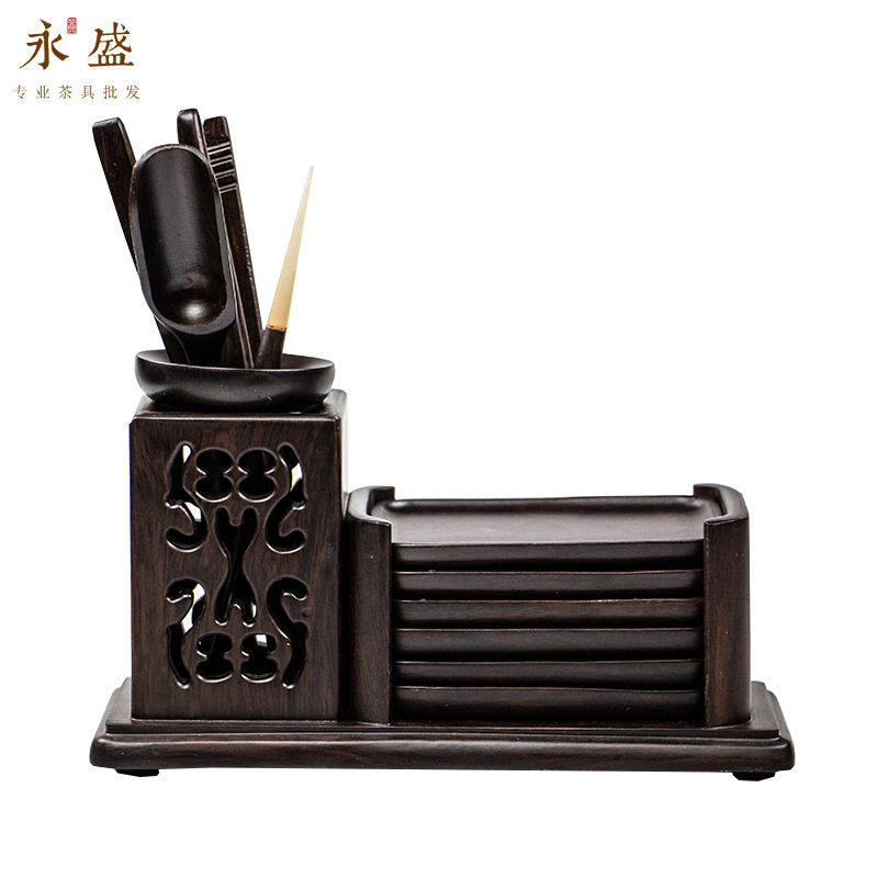 KI9S花梨木黑檀木茶道六君子组合套装实木茶具零配件茶艺六件套带
