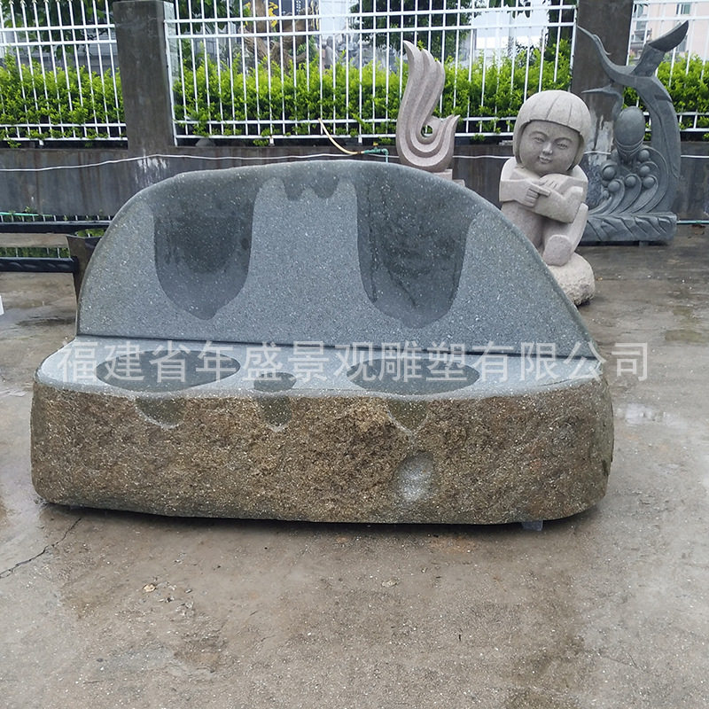 石材靠背座椅公园景观石雕摆件长条椅子厂家大理石长凳
