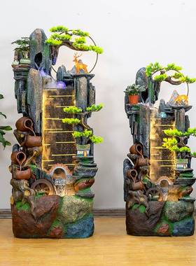 新中式YIB落地水墙葫芦假山景流水造鱼摆件幕客厅玄关阳台创意缸