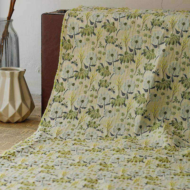 色织浮涤雕小碎花面料清爽绿水草精花JY-D1-27提花布微弹棉高密箱,居家布艺,海绵垫/布料/面料/手工diy,淘宝优惠券,粉丝福利购,淘宝优惠卷