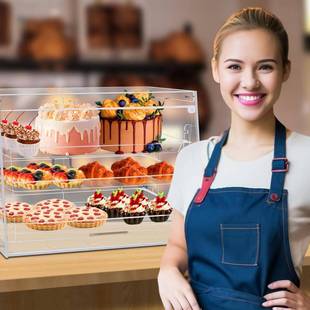 力现货糕点璃食玻级透明亚品克面包箱3层带蛋糕甜544甜圈陈列柜
