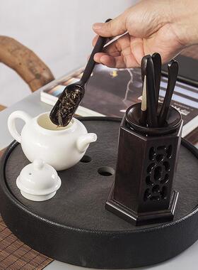 黑檀木茶道六君子装套功夫茶具19678配件大泡茶工具君茶针夹勺刀
