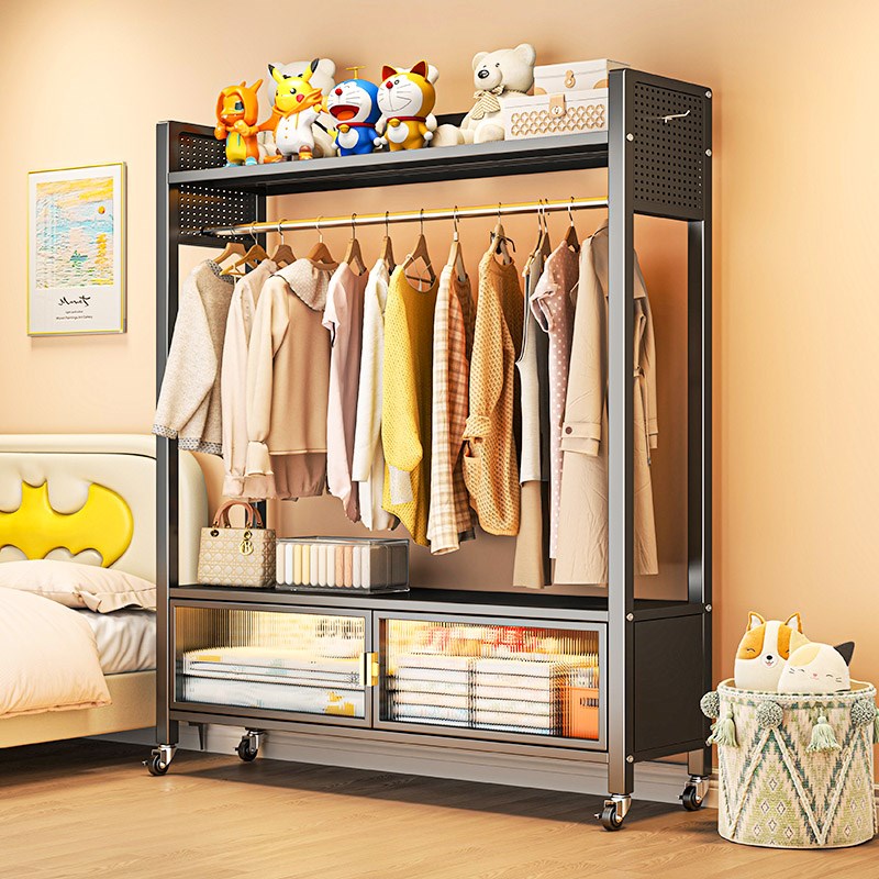 简易衣帽架可移动晾衣架落地室内货架衣柜出租房家V用卧室收纳柜