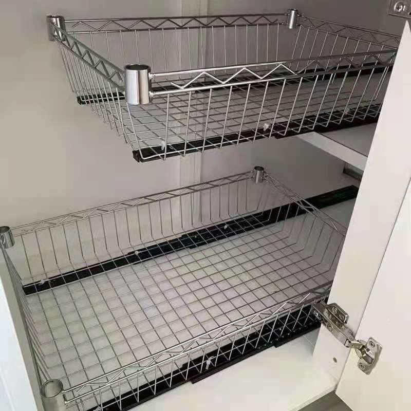 轨组合dy橱储柜拉篮厨房置物架287收i纳物篮衣柜抽屉式架子拉篮滑